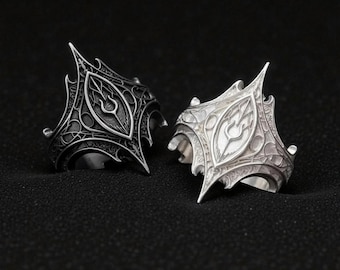 Anillo Vikingo del Ojo Turco – Anillo de protección nórdico ajustable, amuleto gótico medieval, joyería Dark Academia