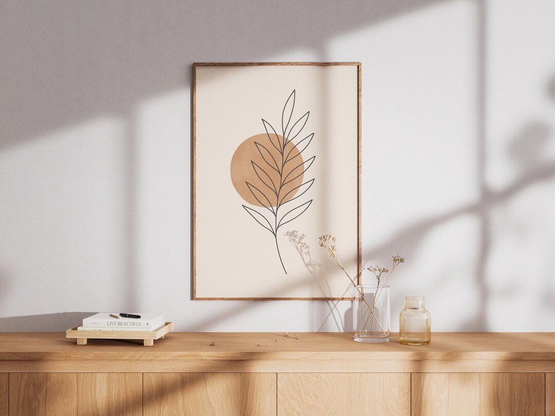 Minimalist Botanical Line Art Print | Neutral Boho Wall Decor ...