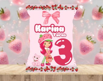 12 Strawberry Chip Bag Wrappers | Personalized Party Favor