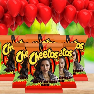 Personalized Birthday Chip Bags: Hot Cheetos Theme Party Favors
