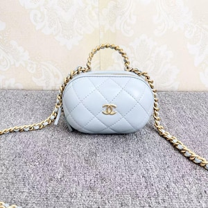 Chanel box bag - blue sheepskin handbag, gold hardware