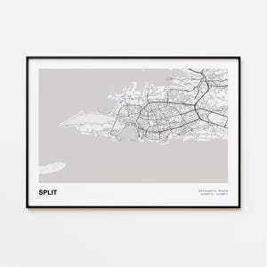 Split Landschaft Karte Drucken, Split Split Dalmatien moderne Karte Poster, Split Stadtplan, Split Karte Dekor Poster, Split Karte Druck Geschenk Bild 7