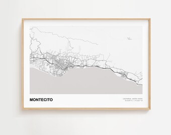 モンテシトの風景地図プリント、モンテシト カリフォルニア モダンマップポスター、モンテシトの道路地図、モンテシトの地図プリントギフト、モンテシトの市街地図