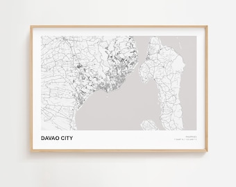 Davao City Landscape Map Print, Davao City Philippines Modern Map Poster, Davao City City Map, Davao City Map Decor Poster