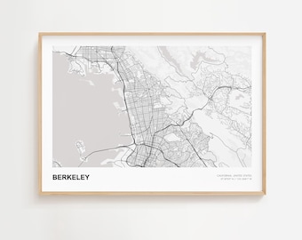 Berkeley Landscape Map Print, Berkeley California Modern Map Poster, Berkeley City Map, Berkeley Travel Gift, Berkeley Art Print