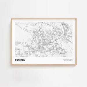 Impresión del mapa de Donetsk, póster del mapa moderno de la provincia de Donetsk, impresión del mapa de Donetsk para regalo, decoración del hogar de Donetsk, impresión artística de Donetsk
