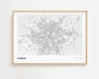 Kumasi Landscape Map Print, Kumasi Ashanti Modern Map Poster, Kumasi Custom Street Map, Kumasi City Map, Kumasi Urban Map, Kumasi Home Decor