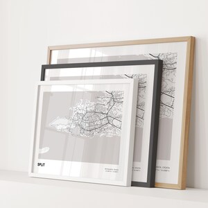 Split Landschaft Karte Drucken, Split Split Dalmatien moderne Karte Poster, Split Stadtplan, Split Karte Dekor Poster, Split Karte Druck Geschenk Bild 6