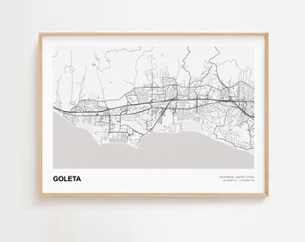 Goleta Landscape Map Print, Goleta California Modern Map Poster, Goleta Urban Map, Goleta Wall Art Poster, Goleta Map Decor Poster