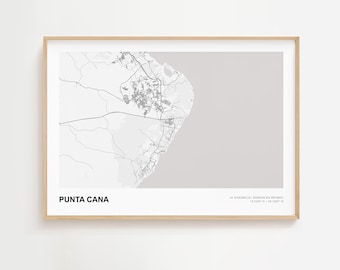 Punta Cana Landscape Map Print, Punta Cana La Altagracia Modern Map Poster, Punta Cana Wall Art Poster, Punta Cana Road Map