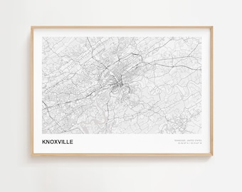 Knoxville Landscape Map Print, Knoxville Tennessee Modern Map Poster, Knoxville Urban Map, Knoxville Minimal Map, Knoxville Travel Gift