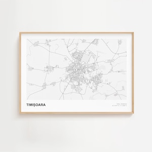 Timișoara landskapskartatryck, Timișoara Timiș modern kartaffisch, Timisoara resepresent, Timisoara väggkonstaffisch, Timisoara stadskarta