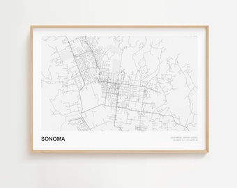 Sonoma Landscape Map Print, Sonoma California Modern Map Poster, Sonoma Framed Map Print, Sonoma City Map, Sonoma Urban Map, Sonoma Road Map