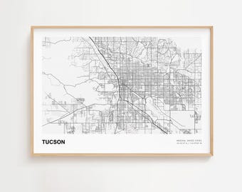 Tucson Landscape Map Print, Tucson Arizona Modern Map Poster, Tucson Road Map, Tucson Minimal Map, Tucson Travel Gift, Tucson Urban Map