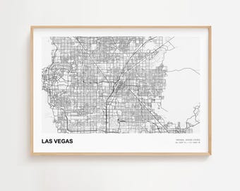Las Vegas Landscape Map Print, Las Vegas Nevada Modern Map Poster, Las Vegas Wall Art Poster, Las Vegas Home Decor, Las Vegas Urban Map