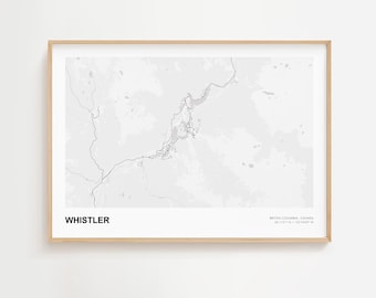 Whistler Landscape Map Print, Whistler British Columbia Modern Map Poster, Whistler Custom Street Map, Whistler Framed Map Print
