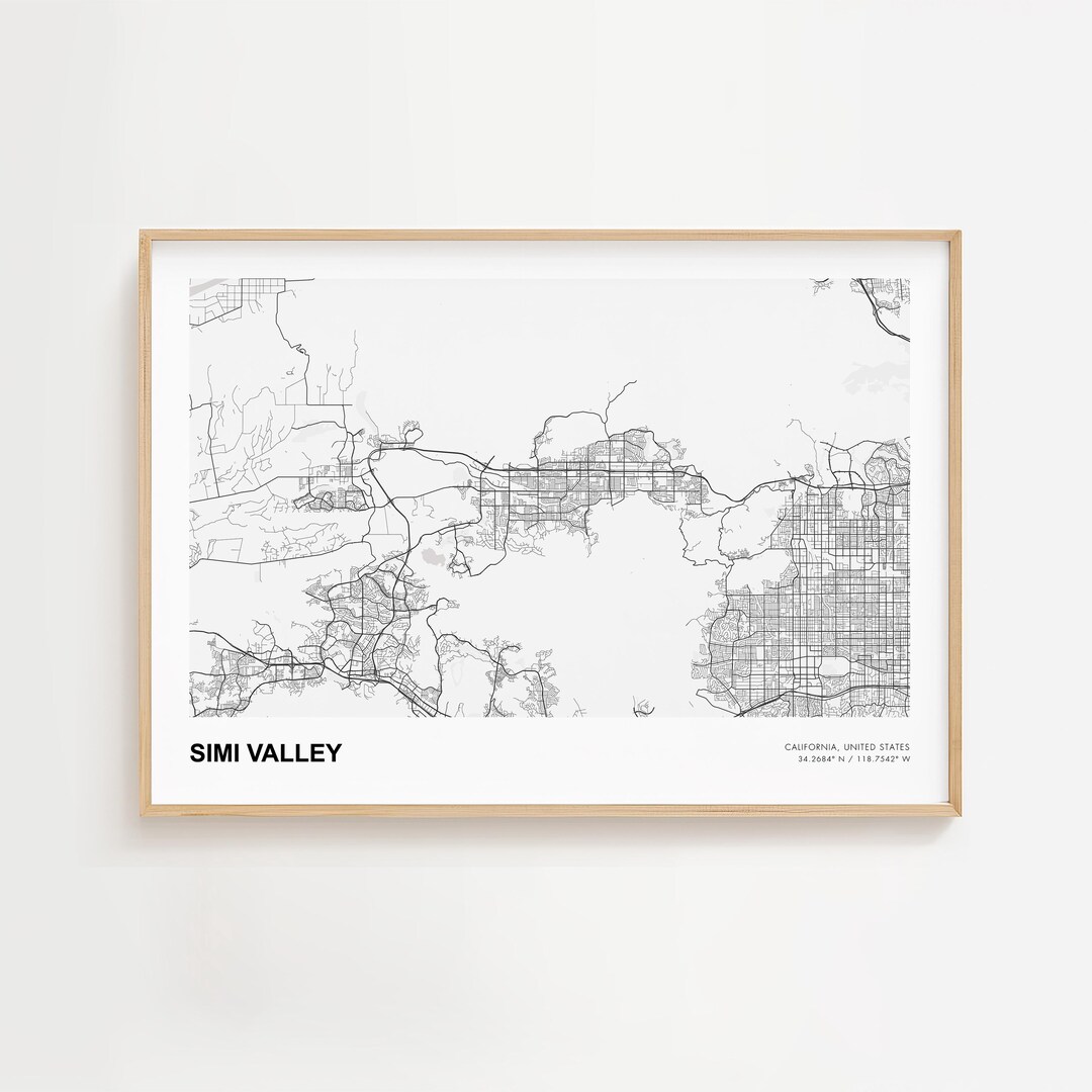 Simi Maps Simi Valley Landscape Map Print, Simi Valley California Modern Map ...