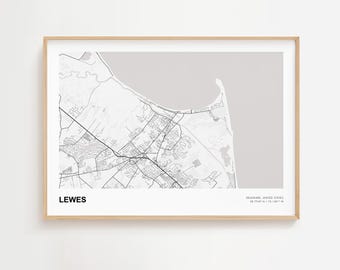 Lewes Landscape Map Print, Lewes Delaware Modern Map Poster, Lewes Minimal Map, Lewes Art Print, Lewes Framed Map Print, Lewes City Map