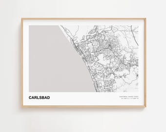Carlsbad Landscape Map Print, Carlsbad California Modern Map Poster, Carlsbad Home Decor, Carlsbad City Map, Carlsbad Framed Map Print