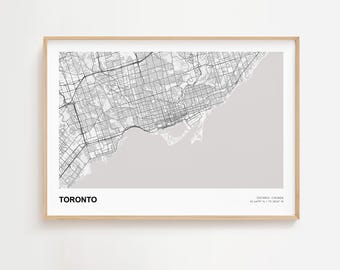 Toronto Landscape Map Print, Toronto Ontario Modern Map Poster, Toronto Map Decor Poster, Toronto Minimal Map, Toronto Road Map