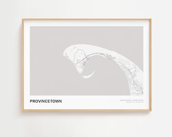 Provincetown Landscape Map Print, Provincetown Massachusetts Modern Map Poster, Provincetown Travel Gift, Provincetown Urban Map