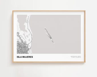 Isla Mujeres Landscape Map Print, Isla Mujeres Quintana Roo Modern Map Poster, Isla Mujeres Urban Map, Isla Mujeres Travel Gift