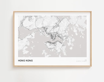 Hong Kong  Landscape Map Print, Hong Kong  Asia Modern Map Poster, Hong Kong  Map Decor Poster, Hong Kong  Home Decor, Hong Kong  Road Map