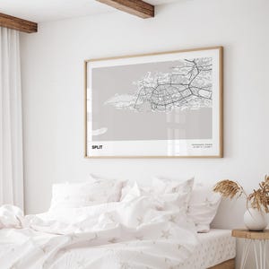 Split Landschaft Karte Drucken, Split Split Dalmatien moderne Karte Poster, Split Stadtplan, Split Karte Dekor Poster, Split Karte Druck Geschenk Bild 2