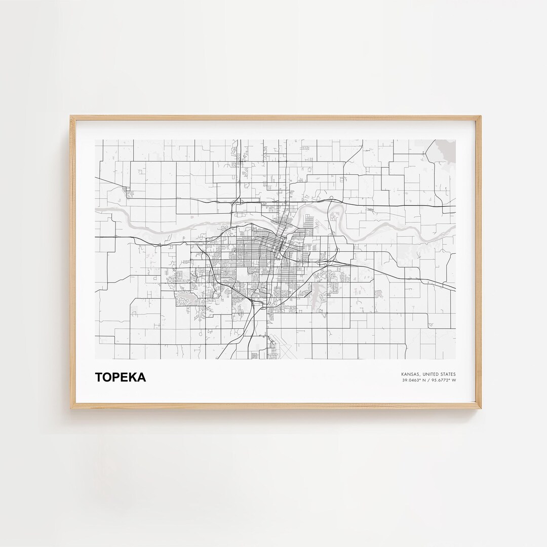 Topke Map Topeka Landscape Map Print, Topeka Kansas Modern Map Poster, Topeka Map ...
