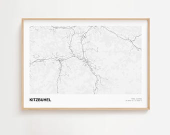 Kitzbuhel Landscape Map Print, Kitzbuhel Tyrol Modern Map Poster, Kitzbuhel Minimal Map, Kitzbuhel Custom Street Map, Kitzbuhel Travel Gift