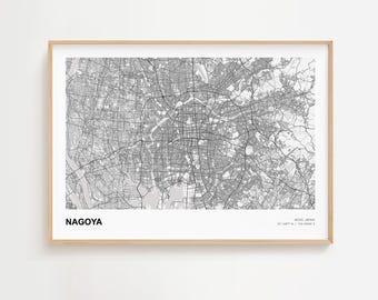 Nagoya Landscape Map Print, Nagoya Aichi Modern Map Poster, Nagoya City Map, Nagoya Minimal Map, Nagoya Wall Art Poster, Nagoya Travel Gift