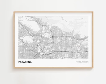 Pasadena Landscape Map Print, Pasadena California Modern Map Poster, Pasadena Wall Art Poster, Pasadena Map Print Gift, Pasadena Art Print