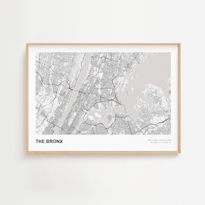The Bronx Landscape Map Print, The Bronx New York Modern Map Poster, The Bronx Custom Street Map, The Bronx Art Print, The Bronx Road Map