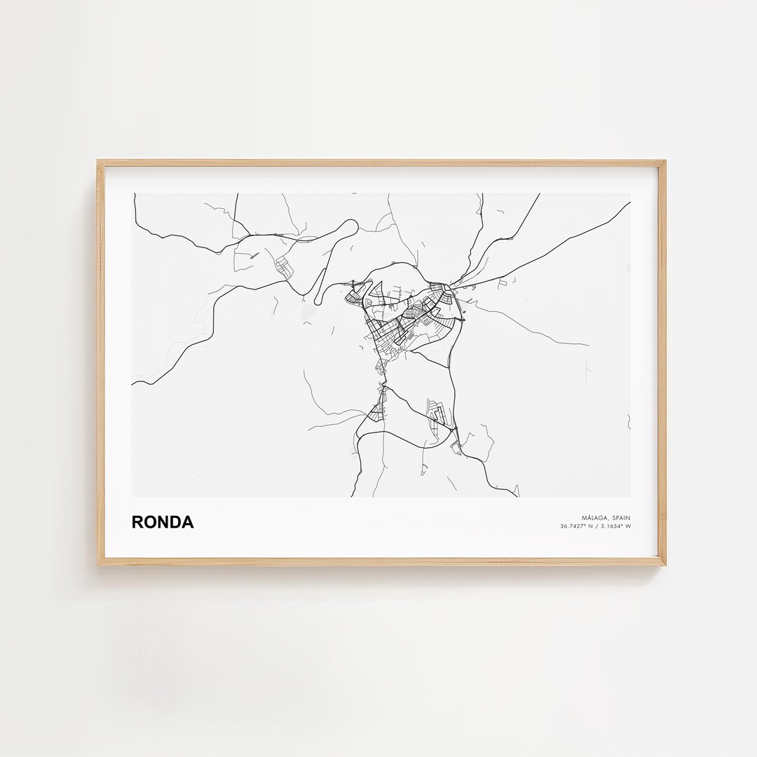 Ronda Landscape Map Print, Ronda Málaga Modern Map Poster, Ronda City ...