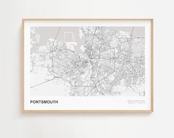 Portsmouth Landscape Map Print, Portsmouth Virginia Modern Map Poster, Portsmouth Urban Map, Portsmouth Wall Art Poster, Portsmouth City Map