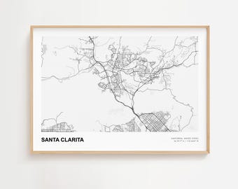 Santa Clarita Landscape Map Print, Santa Clarita California Modern Map Poster, Santa Clarita Home Decor, Santa Clarita Map Print Gift