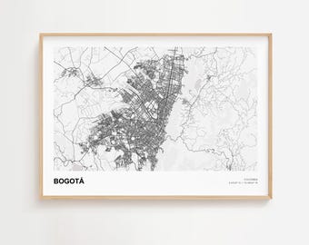 Bogotá Landschaft Karte Druck, Bogotá Kolumbien moderne Karte Poster, Bogota Karte Karte, Bogota Straßenkarte, Bogota Karte Druck Geschenk