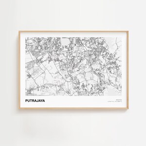 Karta över Putrajaya landskap, modern kartposter över Putrajaya Malaysia, resepresent till Putrajaya, vägkarta över Putrajaya, inramad kartposter över Putrajaya