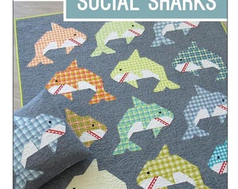 Social Sharks Elizabeth Hartman Quilt and Pillow Pattern