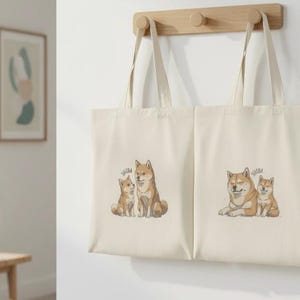 SHIBA Dog, Japanese Dog, Shiba Inu, Mame Shiba, Shiba ken, Original design, Natural, Tote Bag, Japan, Graphic Canvas Tote Bag, Men and Women