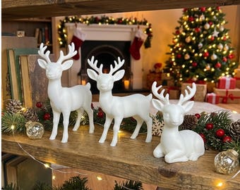 Christmas Deer Family 3D STL Files | Holiday Decor Models (Digital Download)