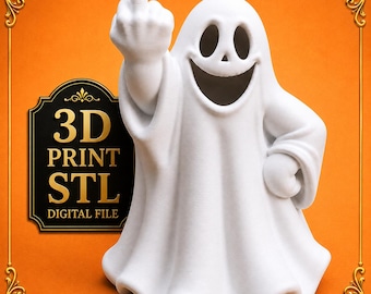 Funny Middle Finger Ghost STL File 3D Print Digital Download Halloween Decor Sarcastic Rude Ghost Figurine Printable Sculpture
