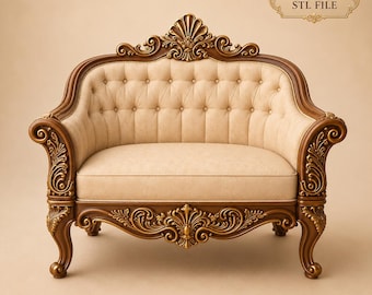 Ornate Victorian Loveseat STL | 1:12 Scale Dollhouse Sofa | Miniature Furniture 3D Print File | FDM Resin Printable