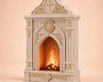 Gothic Fireplace STL | 1:12 Scale Dollhouse Miniature | Fantasy Castle Room Decor | FDM Optimized Gothic Furniture