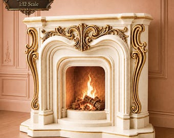 Ornate Victorian Fireplace STL | 1:12 Scale Dollhouse Miniature Fireplace | Rococo Mantel 3D Print File