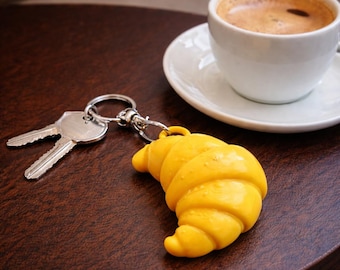 Croissant Keychain STL File – Realistic 3D Model for Printing (Digital Download)