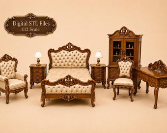 Victorian Rococo Furniture Set | 1:12 Dollhouse Miniature STL
