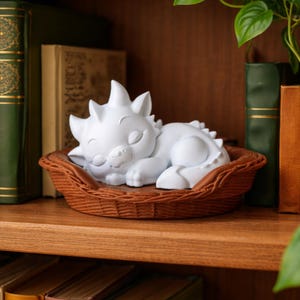 Sleeping Dragon STL & 3MF Files - Cute STL - Bookshelf Decor - 3D Printed Decor - Digital Download
