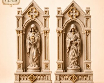 Gothic Statue Niches STL | 1:12 Scale Dollhouse Miniature | 2 Statue Models | Dark Fantasy Castle Decor