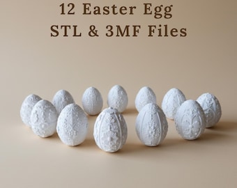 Easter STL Bundle - 12 Decorative Eggs + Egg Stand (STL & 3MF) - Perfect Easter Gifts - Digital Download